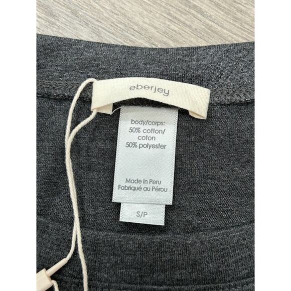 Eberjey Womens Heather Slouchy Pajama Top Drawstring Hemline Charcoal Size S NWT - Picture 6 of 9